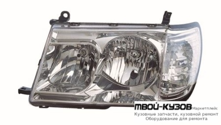 ФАРА ЛЕВАЯ + ПРАВАЯ (КОМПЛЕКТ) ТЮНИНГ ПРОЗРАЧНЫЙ С ЛИТОЙ УКАЗАТЕЛЬ ПОВОРОТА (DEPO) для Toyota LANDCRUISER 100 (1998-)