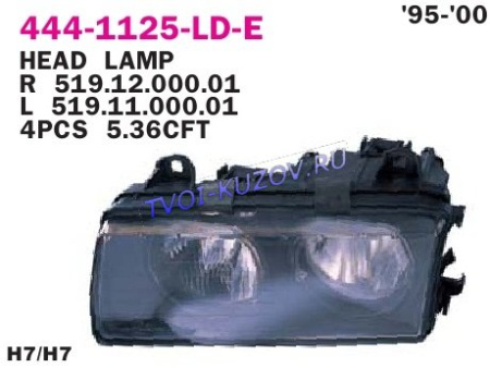 ФАРА левая E36 /COMPACT 95-01 (H7/H7)  - для BMW E36
