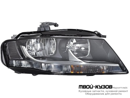 ФАРА ПРАВАЯ СТОРОНА С КОРРЕКТОР ВНУТРИ (DEPO) ЧЁРНЫЙ для Audi A4 (2007-2011)
