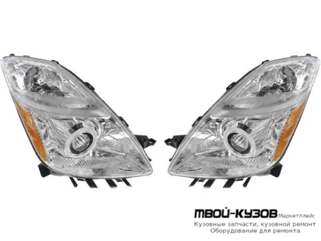 ФАРА ЛЕВАЯ + ПРАВАЯ (КОМПЛЕКТ) ТЮНИНГ ЛИНЗОВАННАЯ С СВЕТЯЩИЙСЯ ОБОДК (EAGLE EYES) ВНУТРИ ХРОМ для Toyota PRIUS (08.2003-)