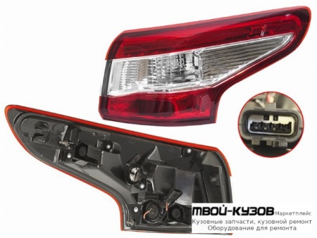 ФОНАРЬ ЗАДНИЙ ВНЕШНИЙ ПРАВАЯ СТОРОНА С ДИОД (КИТАЙ) для Nissan QASHQAI (2014-)