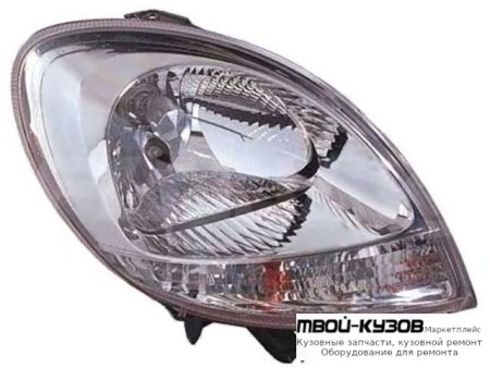 ФАРА ПРАВАЯ СТОРОНА ВНУТРИ ХРОМ УКАЗАТЕЛЬ ПОВОРОТА БЕЛЫЙ (КИТАЙ) для Renault KANGOO (2003-2008)