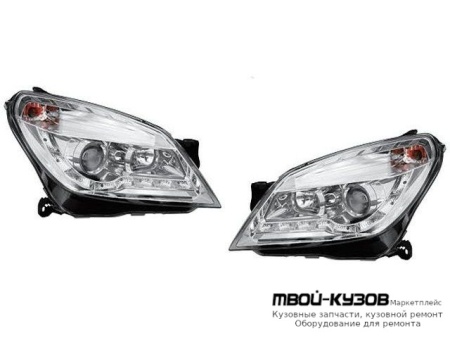 ФАРА ЛЕВАЯ + ПРАВАЯ (КОМПЛЕКТ) ТЮНИНГ (DEVIL EYES) ЛИНЗОВАННАЯ С КОРРЕКТОР (JUNYAN) ВНУТРИ ХРОМ для Opel ASTRA H (06.2004-)