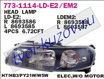 s60 фара левая (под электро корректор) 773-1114L-LDEM2