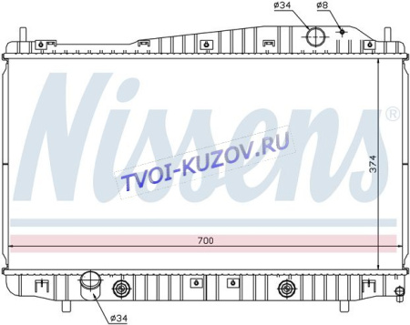 РАДИАТОР 370x702  2,0 A/M +/-AC