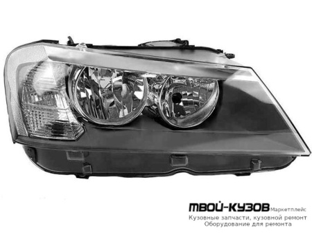 ФАРА ПРАВАЯ СТОРОНА С КОРРЕКТОР ВНУТРИ (DEPO) ЧЁРНЫЙ для BMW F25 X3 (2011-)