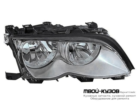 ФАРА ПРАВАЯ СТОРОНА (СЕДАН) С КОРРЕКТОР ВНУТРИ ВНУТРИ (DEPO) ХРОМ для BMW E46 СЕДАН / УНИВЕРСАЛ (05.1998 - 08.2001) (09.2001 - 2003)