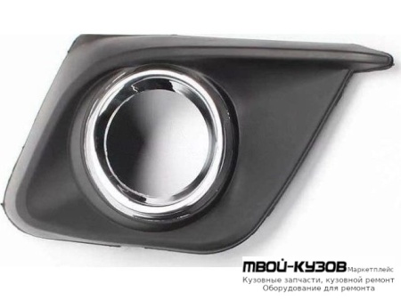 РЕШЕТКА БАМПЕРА ПЕРЕДНИЙ ПРАВАЯ СТОРОНА С ОТВЕРСТИЯМИ ПОД ПРОТИВОТУМАННЫЕ ФАРЫ , С ХРОМ МОЛДИНГ (КИТАЙ) для Mazda 3 (2013-)