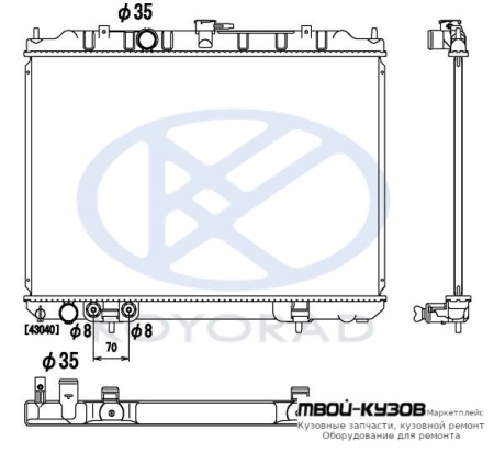РАДИАТОР ОХЛАЖДЕНИЯ AT 2 2.5 (KOYO) для Nissan X-TRAIL (06.2001-)