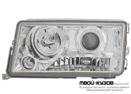 ФАРА ЛЕВАЯ СТОРОНА ЛИНЗОВАННАЯ ПРОЗРАЧНЫЙ ВНУТРИ ХРОМ для Mercedes W201 (01.1983 - 05.1993)