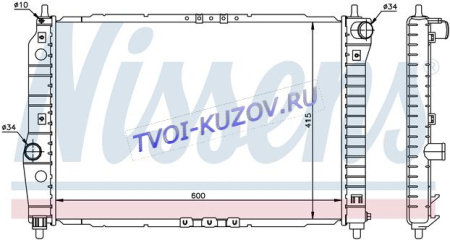 РАДИАТОР 600x415 1.4-16v M+A/C (+DAEWOO KALOS 02-)  - для CHEVROLET AVEO