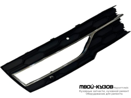 РЕШЕТКА БАМПЕРА ПЕРЕДНИЙ ЛЕВАЯ СТОРОНА С ХРОМ МОЛДИНГ , ОТВ ПОД ДАТЧИКИ (КИТАЙ) для Skoda OCTAVIA (2019-)