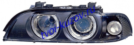 E39 ФАРА лев. и прав. (КОМПЛЕКТ) ТЮНИНГОВАН. с СВЕТЯЩ ОБОДК с белого цвета указ. поворота с РЕГ.МОТОР ВНУТРИ черного цвета
