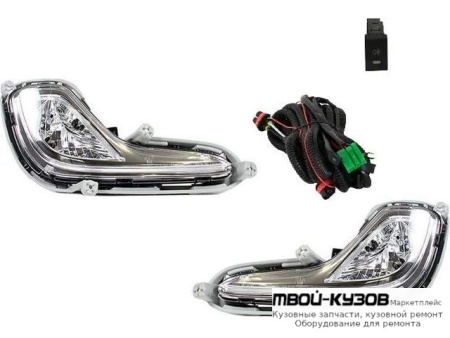 ФАРА ПРОТИВОТУМАННАЯ ЛЕВАЯ + ПРАВАЯ (КОМПЛЕКТ) С ПРОВОДК , КНОПКОЙ для Hyundai SOLARIS (2011-)
