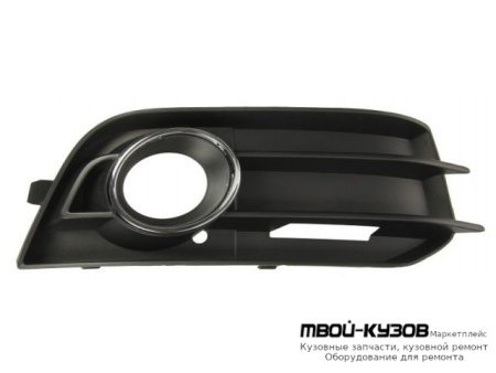 РЕШЕТКА БАМПЕРА ПЕРЕДНИЙ ПРАВАЯ СТОРОНА С ОТВЕРСТИЯМИ ПОД ПРОТИВОТУМАННЫЕ ФАРЫ , ХРОМ МОЛДИНГ (ТАЙВАНЬ) для Audi A1 (2010-)