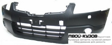 БАМПЕР ПЕРЕДНИЙ С ОТВЕРСТИЯМИ ПОД ОМЫВАТЕЛЬ ФАР ЧЁРНЫЙ (ТАЙВАНЬ) для Nissan QASHQAI (2007-)