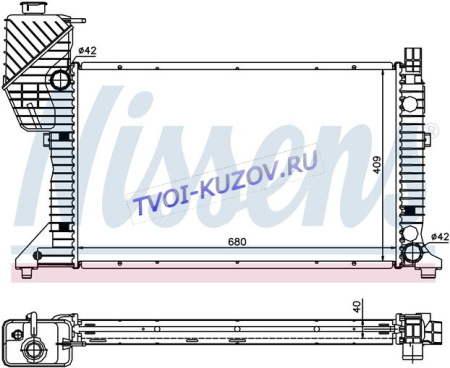 РАДИАТОР 680x409 2.2/2.3D/2.9TDi -/+A/C  - для MERCEDES SPRINTER