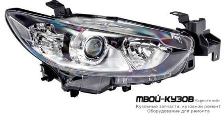 ФАРА ПРАВАЯ СТОРОНА ПОД КОРРЕКТОР ЛИНЗОВАННАЯ ВНУТРИ ЧЁРНЫЙ (DEPO) для Mazda 6 (2013-)