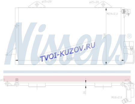 РАДИАТОР КОНДИЦИОНЕРА 605x350x25 1,9TD/TDi (+A6)  - для AUDI 80