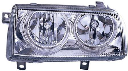 VENTO ФАРА лев. и прав. (КОМПЛЕКТ) ТЮНИНГОВАН. прозрачн. с 2 СВЕТЯЩ ОБОДК внутри хромирован