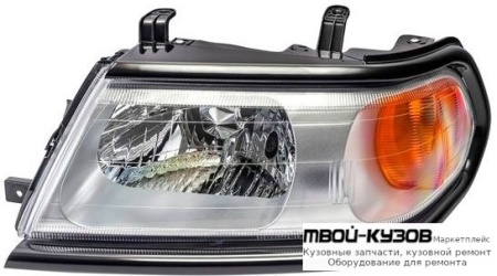 ФАРА ЛЕВАЯ СТОРОНА +/- ПОД КОРРЕКТОР С МОЛДИНГ (DEPO) ЧЁРНЫЙ для Mitsubishi PAJERO SPORT (1997-) / MONTERO SPORT (1997-) / CHALENGER (1997-)