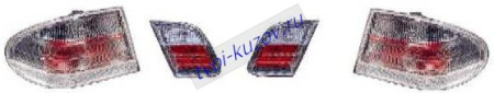 W210 ФОНАРЬ задний внешний вместе с внутренним лев. и прав. (КОМПЛЕКТ) ТЮНИНГОВАН. прозрачн. белого цвета