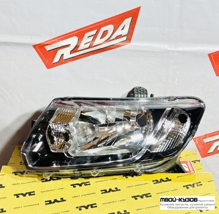 ФАРА ЛЕВАЯ МЕХАНИКА ЧЕРНАЯ ( ПОД ЛАМПЫ H4 ) для LOGAN/SANDERO 14-