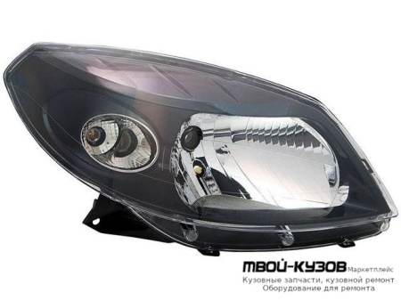 ФАРА ПРАВАЯ СТОРОНА +/- КОРРЕКТОР ВНУТРИ ЧЁРНЫЙ (КИТАЙ) для Renault SANDERO (2008-)