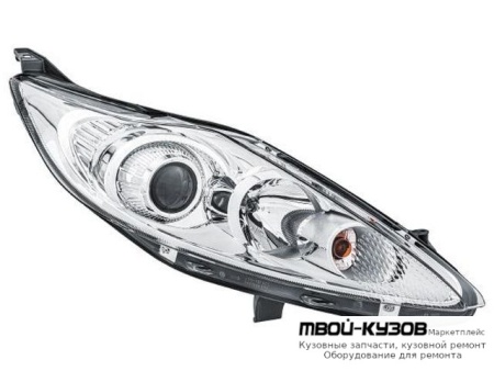 ФАРА ПРАВАЯ СТОРОНА С КОРРЕКТОР ЛИНЗОВАННАЯ ВНУТРИ (DEPO) ХРОМ для Ford FIESTA (2008-)