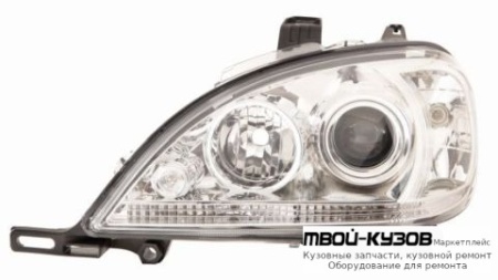ФАРА ЛЕВАЯ + ПРАВАЯ (КОМПЛЕКТ) ТЮНИНГ ЛИНЗОВАННАЯ С КОРРЕКТОР С П/ПРОТИВОТУМ ВНУТРИ (DEPO) ХРОМ для Mercedes W163 (ML) (09.1998-)