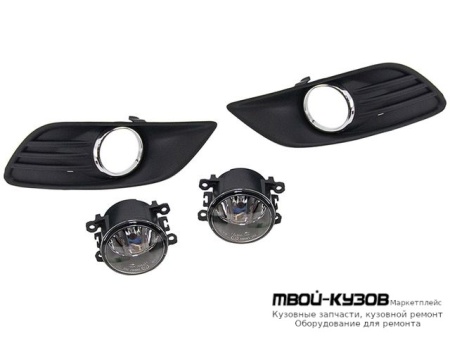 ФАРА ПРОТИВОТУМАННАЯ ЛЕВАЯ + ПРАВАЯ (КОМПЛЕКТ) С РЕШЕТК БАМПЕРА ХРОМ для Ford FOCUS (2008-2010)