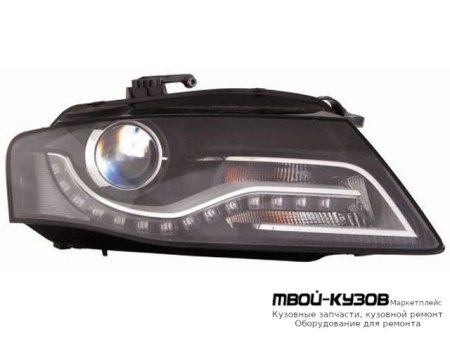 ФАРА ПРАВАЯ СТОРОНА (КСЕНОН) ЛИНЗОВАННАЯ С КОРРЕКТОР ВНУТРИ (DEPO) ЧЁРНЫЙ для Audi A4 (2007-2011)