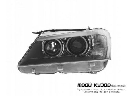 ФАРА ЛЕВАЯ СТОРОНА ЛИНЗОВАННАЯ С КОРРЕКТОР , ВНУТРИ ЧЁРНЫЙ , (КСЕНОН) ДИОД (DEPO) для BMW F25 X3 (2011-)