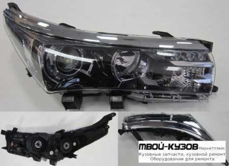 ФАРА ПРАВАЯ СТОРОНА ТЮНИНГ ЛИНЗОВАННАЯ , С ДИОД С КОРРЕКТОР С ХРОМ МОЛДИНГ ВНУТРИ ЧЁРНЫЙ (КИТАЙ) для Toyota COROLLA E180 (2013-)