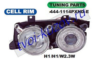 e34 {e32} фары левая+правая (комплект) тюнинг с 2 светящ ободк в сборе (depo) 444-1114PXND-E