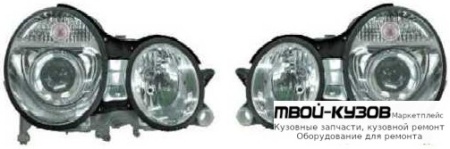 ФАРА ЛЕВАЯ + ПРАВАЯ (КОМПЛЕКТ) ПОД КОРРЕКТОР ТЮНИНГ ДИЗАЙН (Е КЛАСС 2003) ЛИНЗОВАННАЯ (DEPO) для Mercedes W210 (08.1995 - 08.1999) (09.1999 - 06.2002)