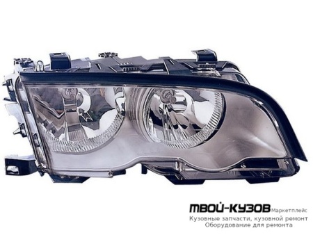 ФАРА ПРАВАЯ СТОРОНА С КОРРЕКТОР ВНУТРИ (DEPO) ХРОМ для BMW E46 СЕДАН / УНИВЕРСАЛ (05.1998 - 08.2001) (09.2001 - 2003)