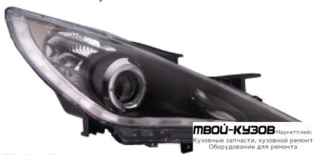 ФАРА ЛЕВАЯ + ПРАВАЯ (КОМПЛЕКТ) ТЮНИНГ (DEVIL EYES) ЛИНЗОВАННАЯ С СВЕТЯЩИЙСЯ ОБОДК ПОД КОРРЕКТОР (EAGLE EYES) ВНУТРИ ЧЁРНЫЙ для Hyundai SONATA (2010-)