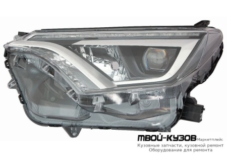 ФАРА ЛЕВАЯ СТОРОНА ЛИНЗОВАННАЯ С КОРРЕКТОР ПОЛНОСТЬЮ ДИОД (DEPO) для Toyota RAV4 (2013-)