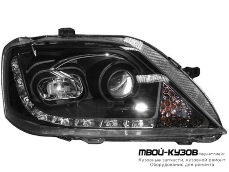 ФАРА ПРАВАЯ СТОРОНА (DEVIL EYES) ВНУТРИ ЧЁРНЫЙ (КИТАЙ) для Renault LOGAN (2005-2014)