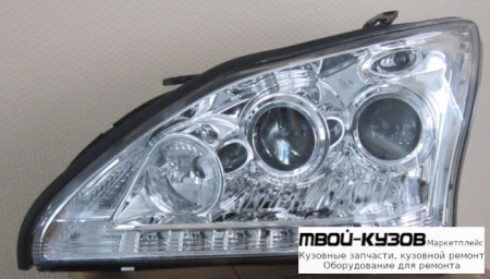 ФАРА ЛЕВАЯ + ПРАВАЯ (КОМПЛЕКТ) ТЮНИНГ (КСЕНОН) 4 ЛИНЗОВАННАЯ С ДИОД (DEVIL EYES) (SONAR) ВНУТРИ ХРОМ для Lexus RX 300 (02.2003 - 12.2008)