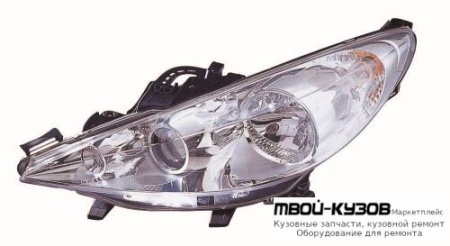 ФАРА ЛЕВАЯ СТОРОНА С ПРОТИВОТУМ С КОРРЕКТОР (DEPO) для Peugeot 207 (2005-)
