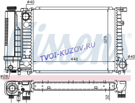 РАДИАТОР 440x328 E34 1.8/2.0/2.5 E36 1.6/1.8/2.0  - для BMW E34