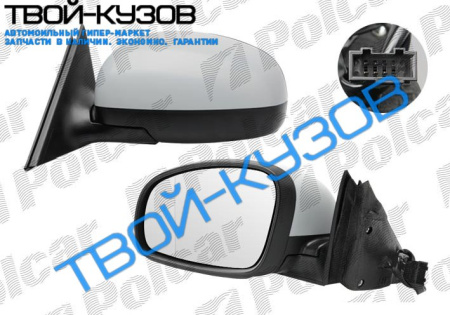 FABIA2 07-/ROOMSTER 06- ЗЕРКАЛО ПРАВОЕ ЭЛЕКТРИКА С ОБОГРЕВОМ