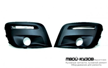 РЕШЕТКА БАМПЕРА ПЕРЕДНИЙ ЛЕВАЯ + ПРАВАЯ (КОМПЛЕКТ) С ОТВЕРСТИЯМИ ПОД ПРОТИВОТУМАННЫЕ ФАРЫ , DRL( ХОД. ОГНИ) (ТАЙВАНЬ) для Citroen BERLINGO (2013-) / PEUGEOT PARTNER (2015-)