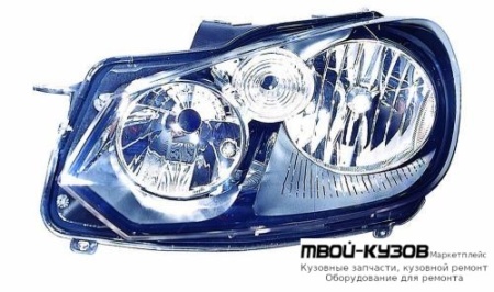 ФАРА ЛЕВАЯ СТОРОНА С КОРРЕКТОР (H-тип) ВНУТРИ (DEPO) ЧЁРНЫЙ для Volkswagen GOLF VI (2009-2011)