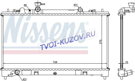 РАДИАТОР 375x728 2.5 M +/-AC