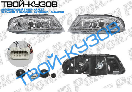 PASSAT 00-05 ФАРЫ ТЮНИНГ ДНЕВНОЙ СВЕТ+ЛИНЗА ПРОЗРАЧНЫЕ ХРОМ