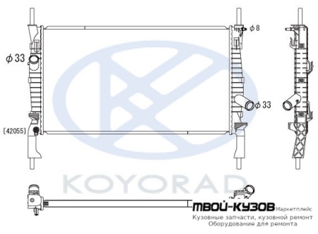 РАДИАТОР ОХЛАЖДЕНИЯ (KOYO) БЕЗ КОНДИЦИОНЕРА (см.каталог) для Ford TRANSIT (2006-)
