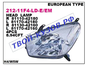 rav4 фара левая (под электро корректор) с бел 212-11F4L-LD-EM